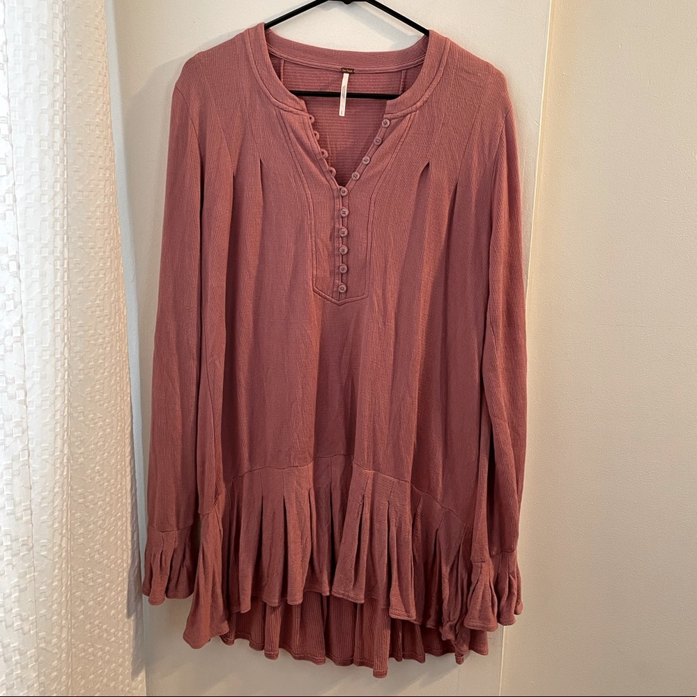 Free People Peplum Tunic Top Pink Small